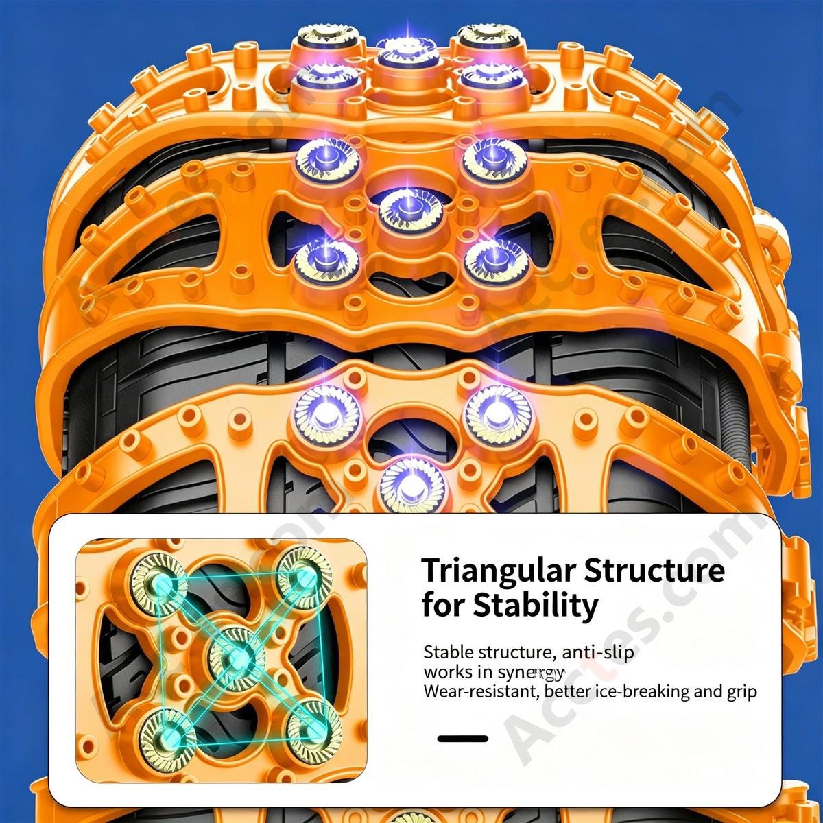 Yellow Universal Car Tire Snow Anti Skid Chain 8 Pieces For Car Truck SUV