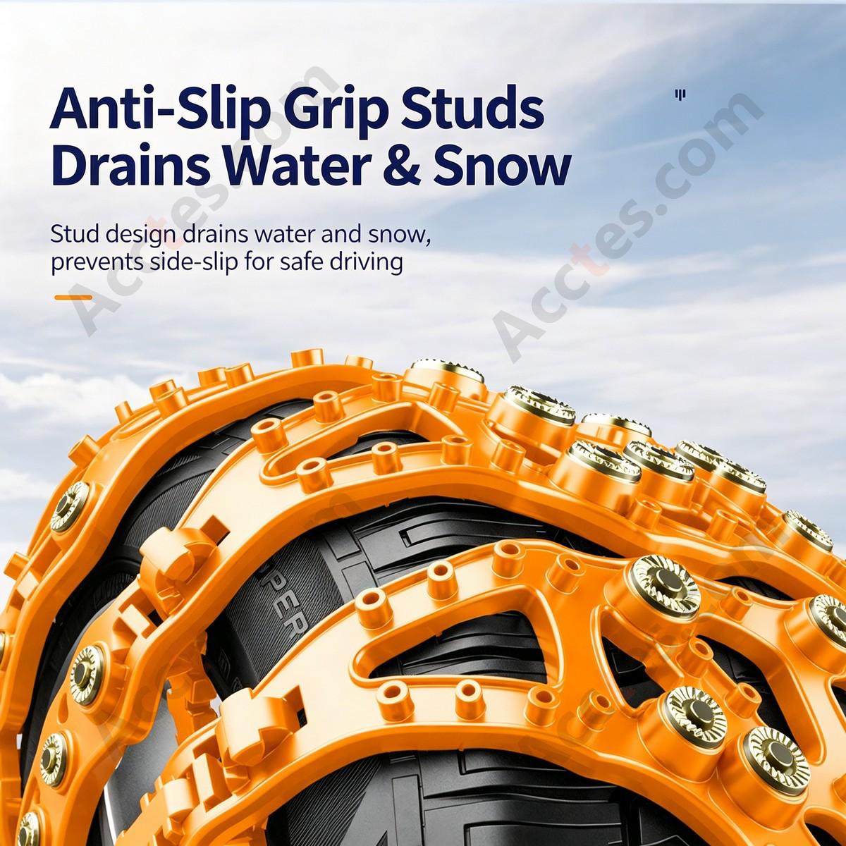 Yellow Universal Car Tire Snow Anti Skid Chain 8 Pieces For Car Truck SUV
