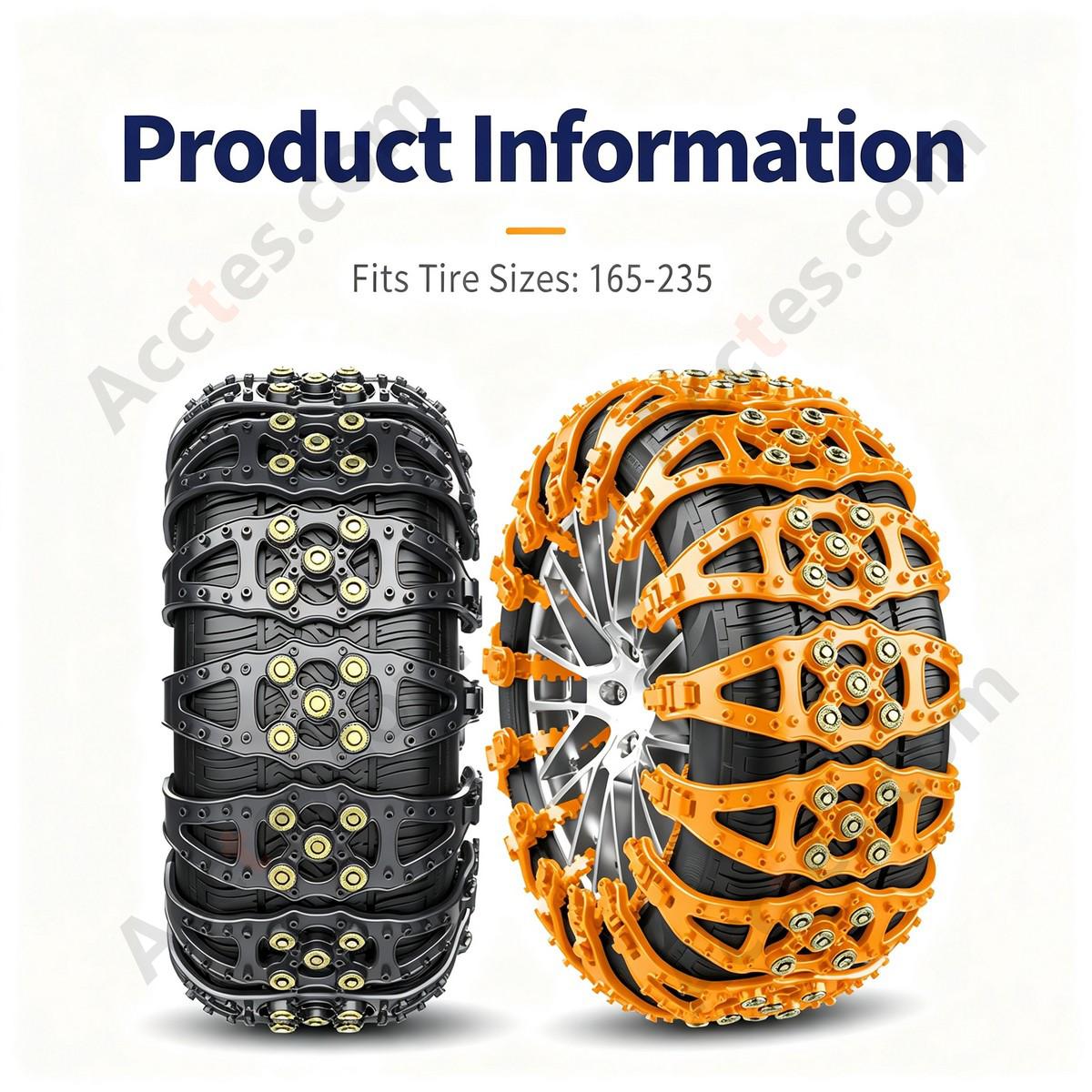 Yellow Universal Car Tire Snow Anti Skid Chain 8 Pieces For Car Truck SUV