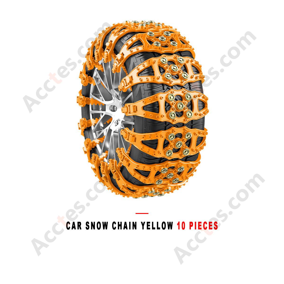 Yellow Universal Car Tire Snow Anti Skid Chain 10 Pieces For Car Truck SUV