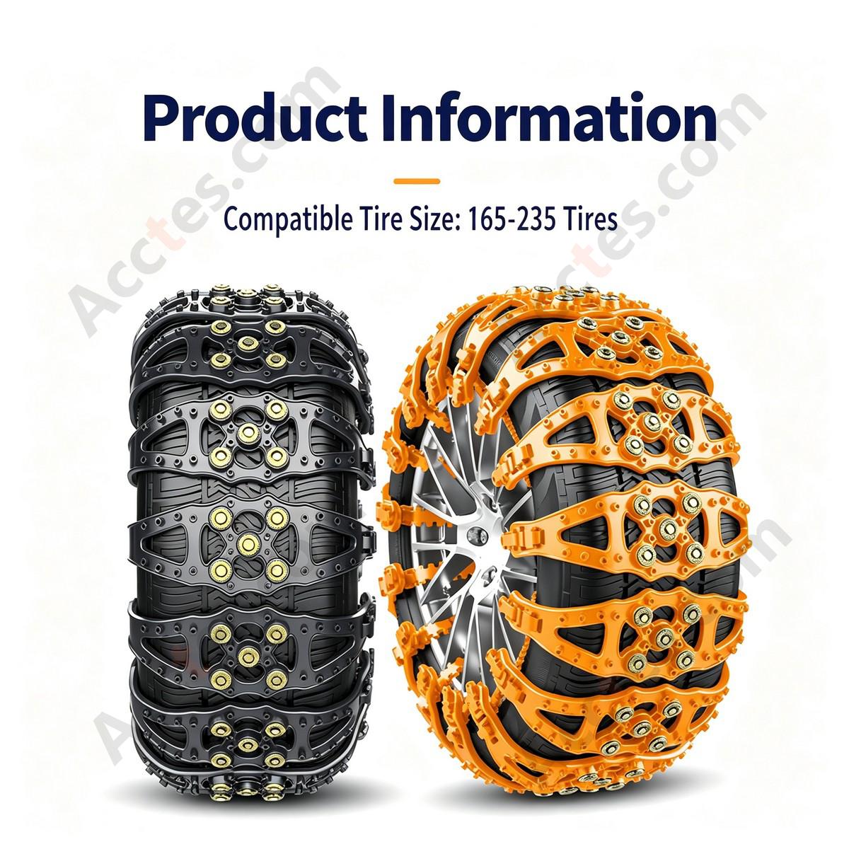 Yellow Universal Car Tire Snow Anti Skid Chain 12 Pieces For Car Truck SUV