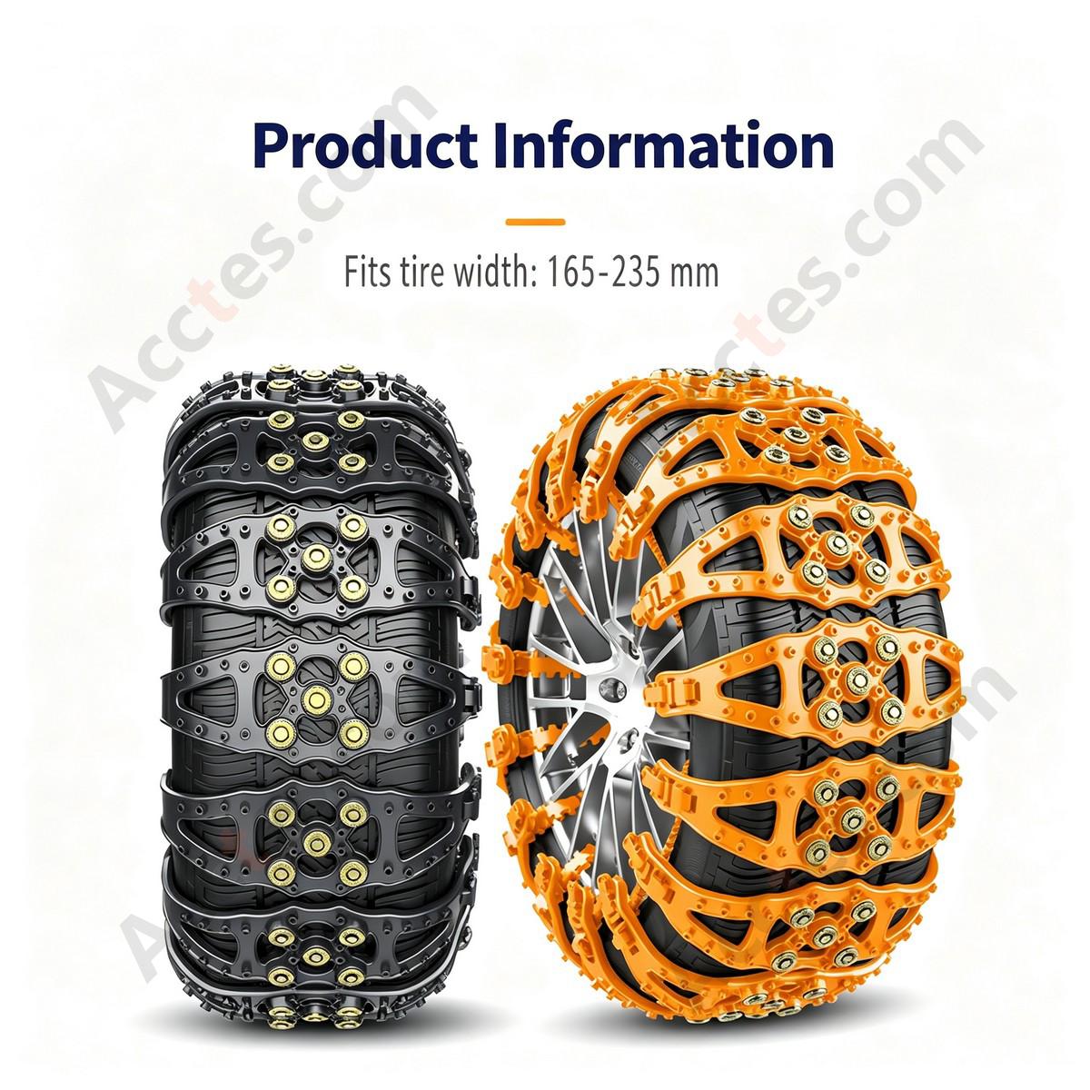 Black Universal Car Tire Snow Anti Skid Chain 1 Piece For Car Truck SUV
