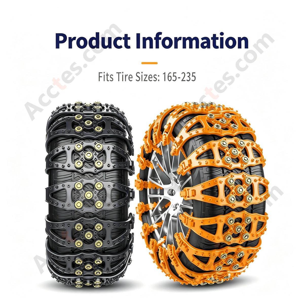 Black Universal Car Tire Snow Anti Skid Chain 2 Pieces For Car Truck SUV