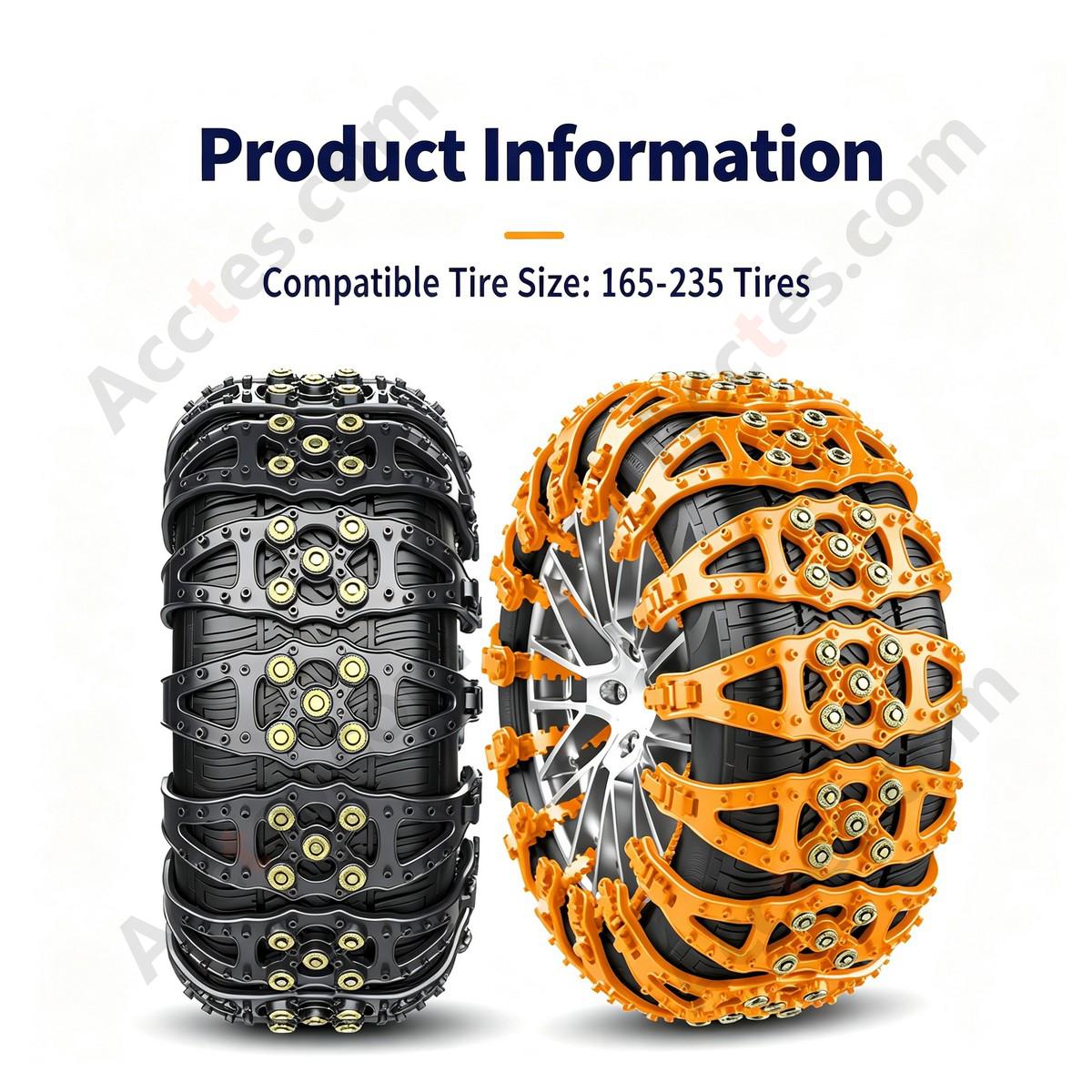 Black Universal Car Tire Snow Anti Skid Chain 6 Pieces For Car Truck SUV