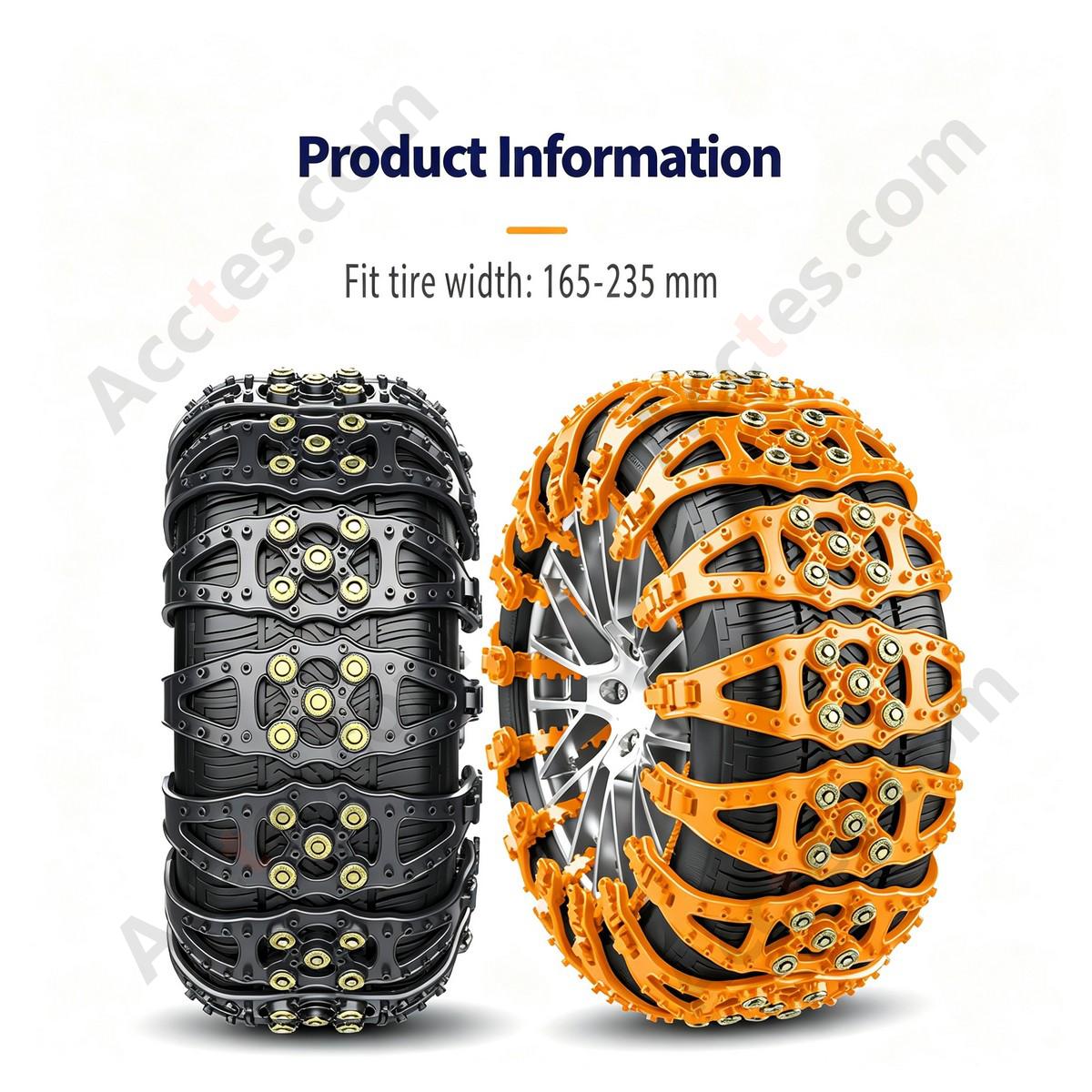 Black Universal Car Tire Snow Anti Skid Chain 8 Pieces For Car Truck SUV