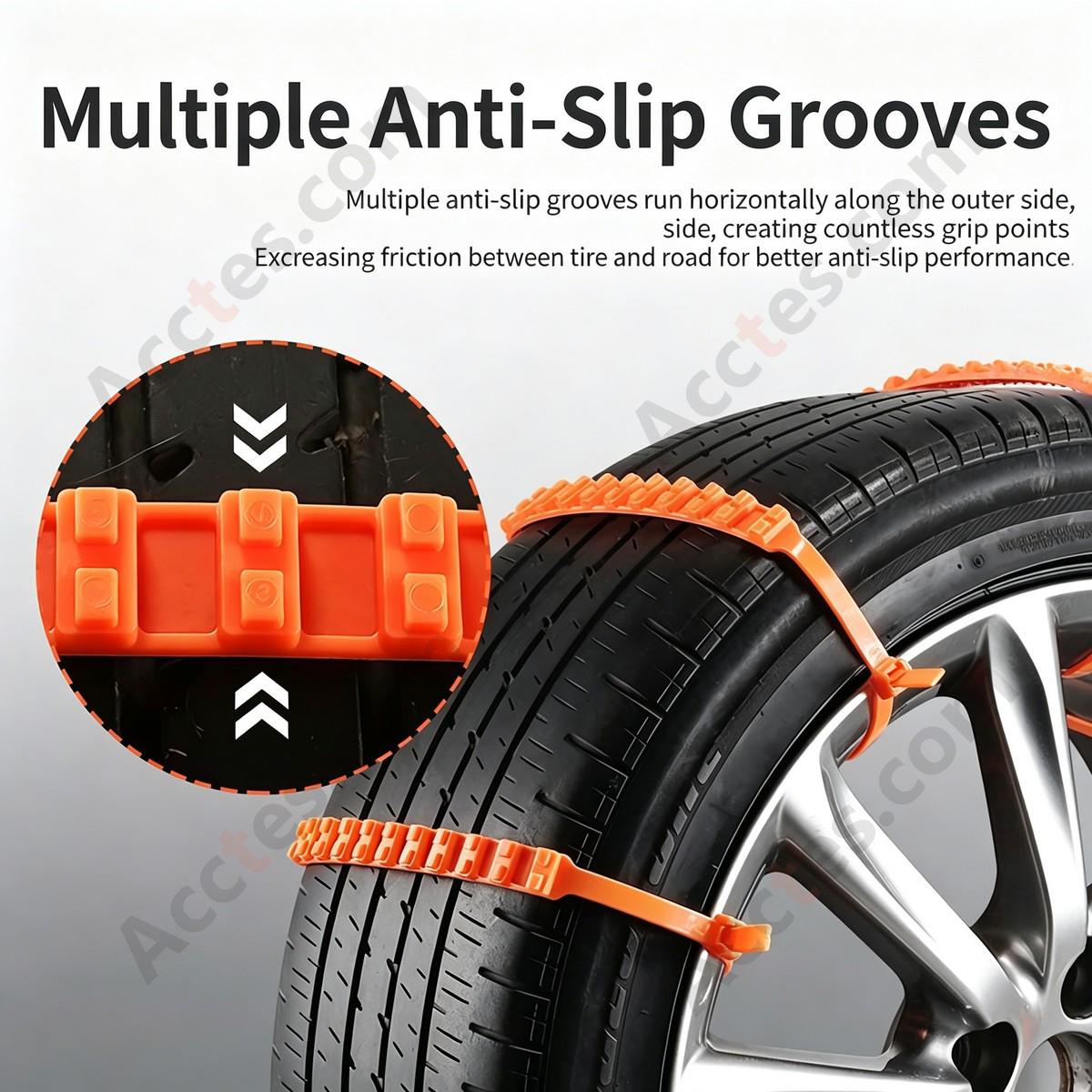 New Material Universal Orange Car Tire Anti Skid Chain 1 Piece For Car SUV