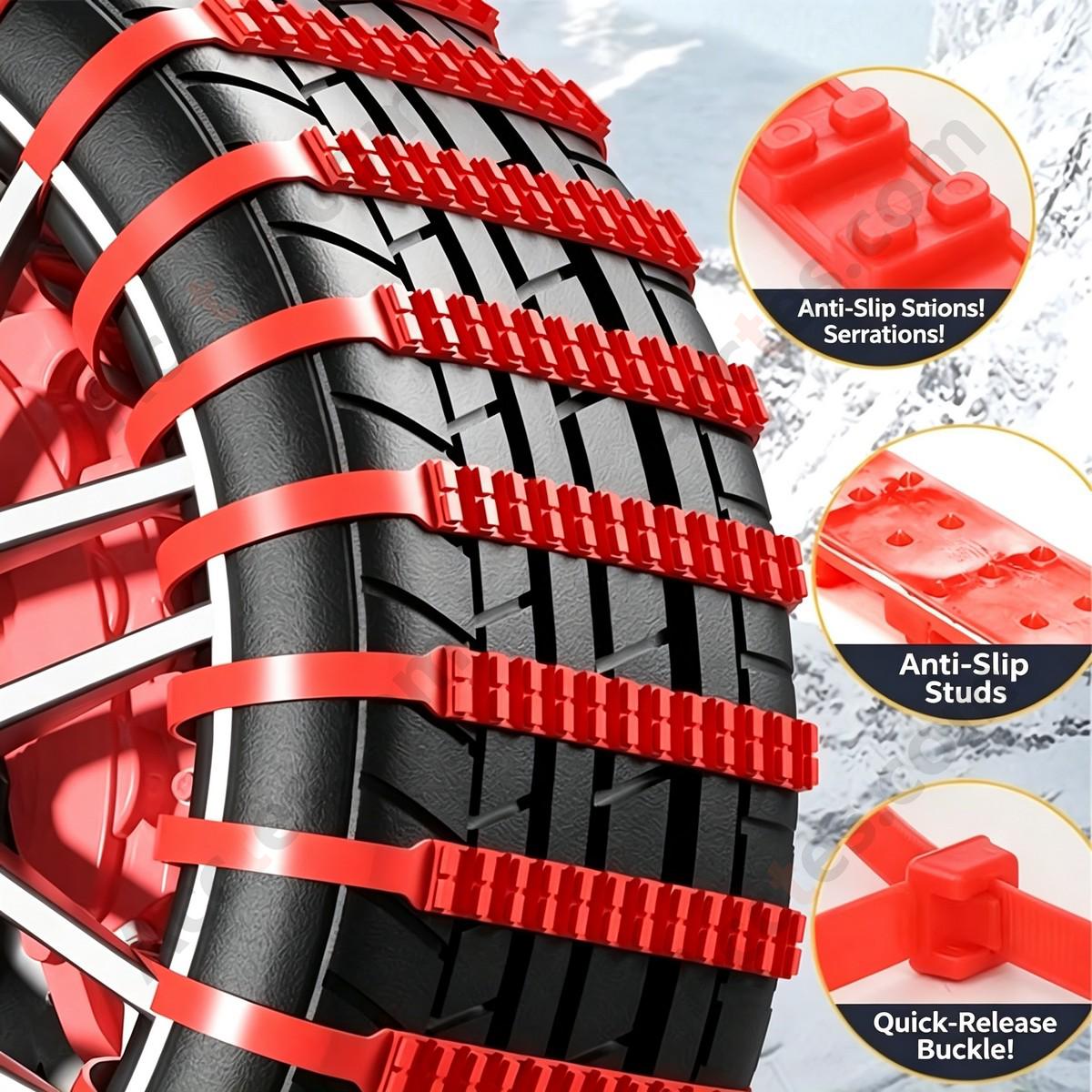 New Material Universal Red Car Tire Anti Skid Chain 10 Pieces For Car SUV