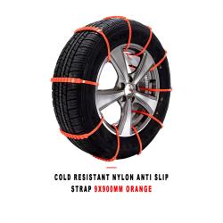 Cold Resistant Nylon Car Anti Slip Tire Strap 9x900mm Orange 1 Piece Plain Package