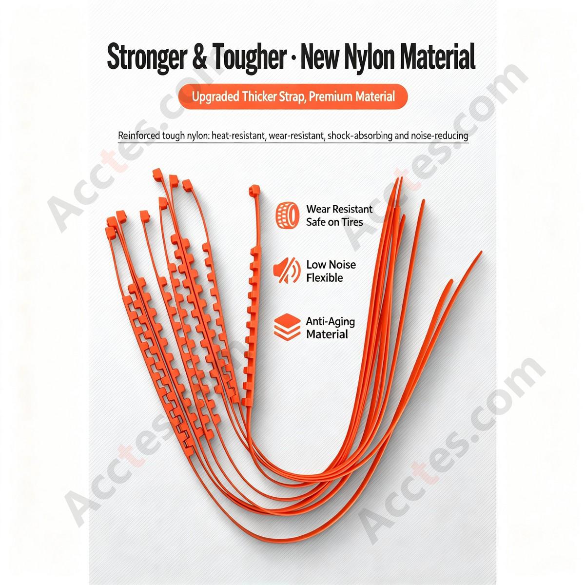 Cold Resistant Nylon Car Anti Slip Tire Strap 9x900mm Orange 1 Piece Plain Package