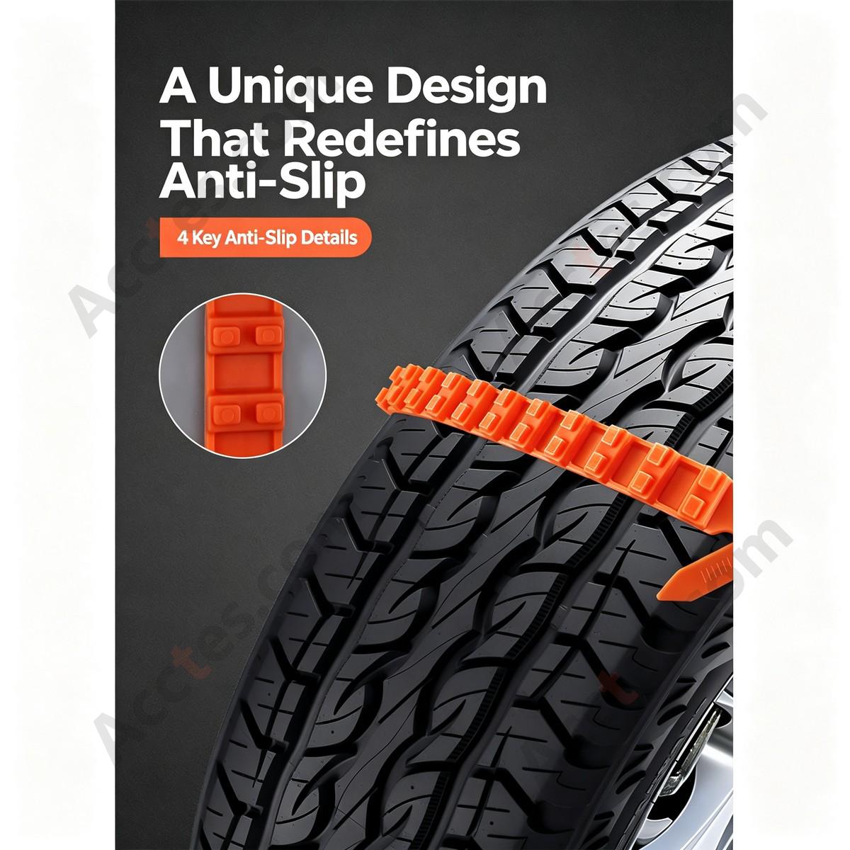 Cold Resistant Nylon Car Anti Slip Tire Strap 9x900mm Orange 1 Piece Plain Package