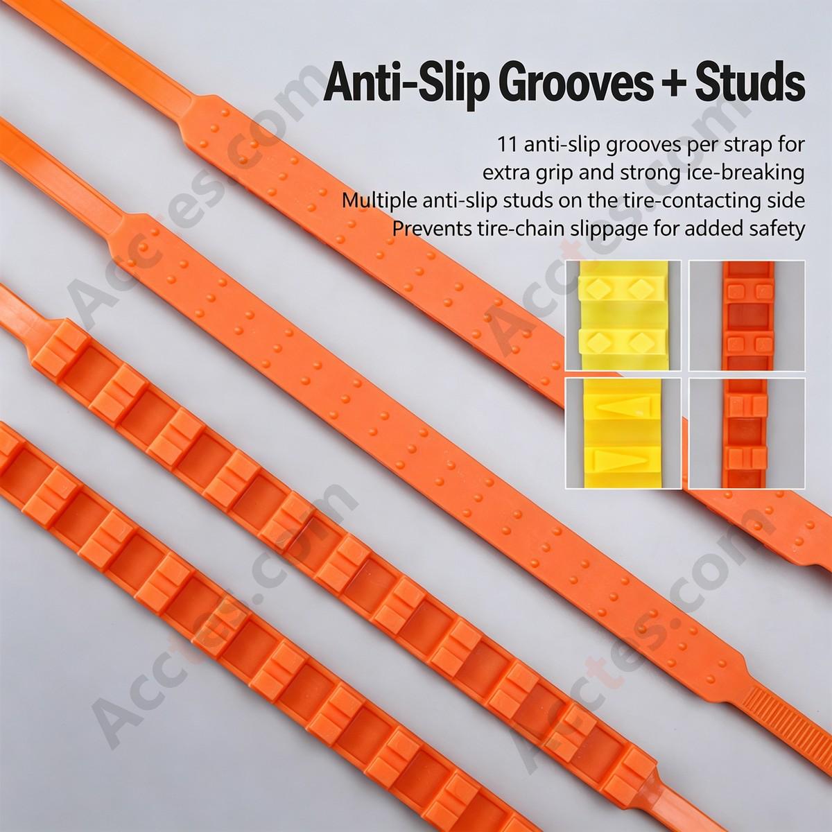 Cold Resistant Nylon Car Anti Slip Tire Strap 9x900mm Orange 1 Piece Plain Package