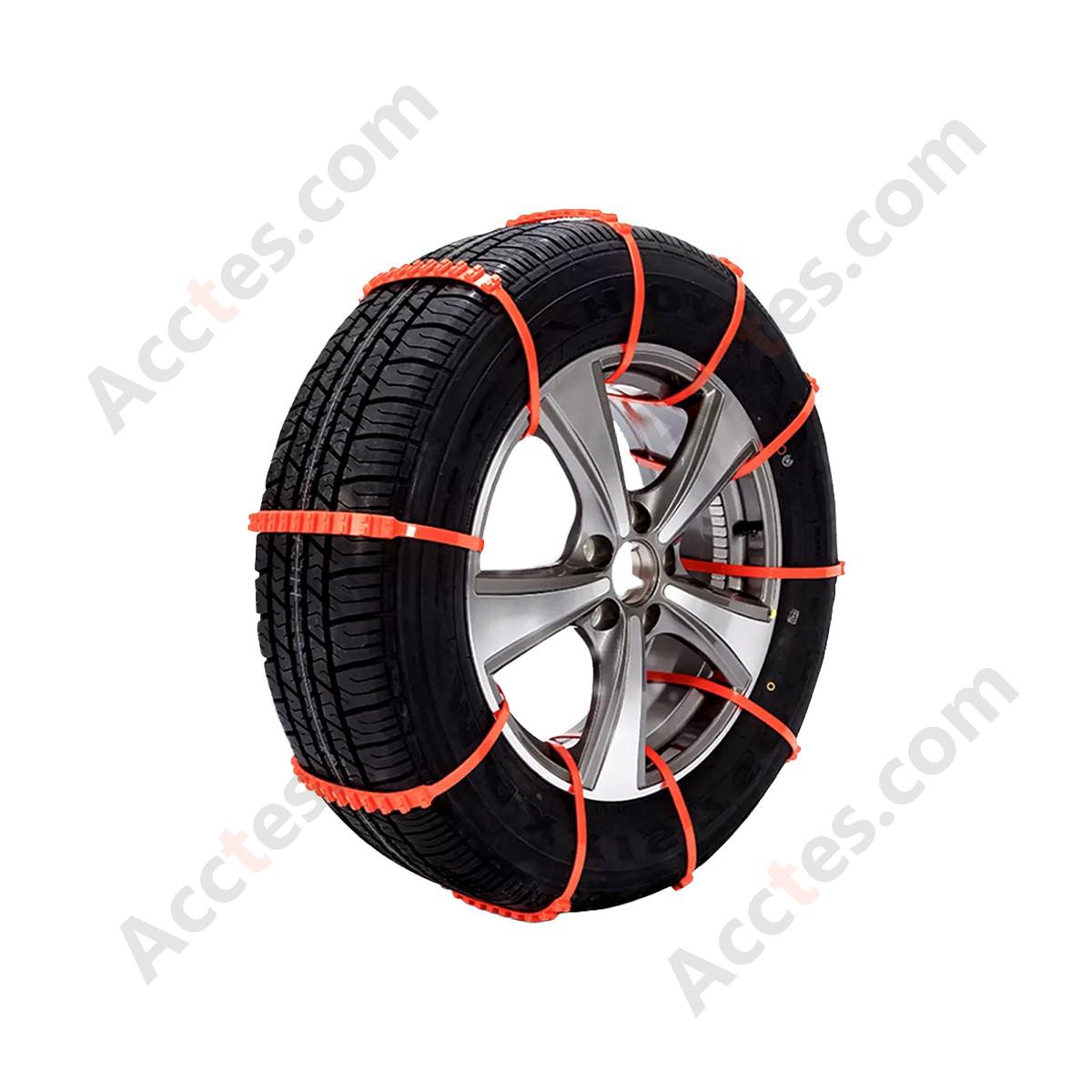 Cold Resistant Nylon Car Anti Slip Tire Strap 9x900mm Orange 10 Pieces Plain Package