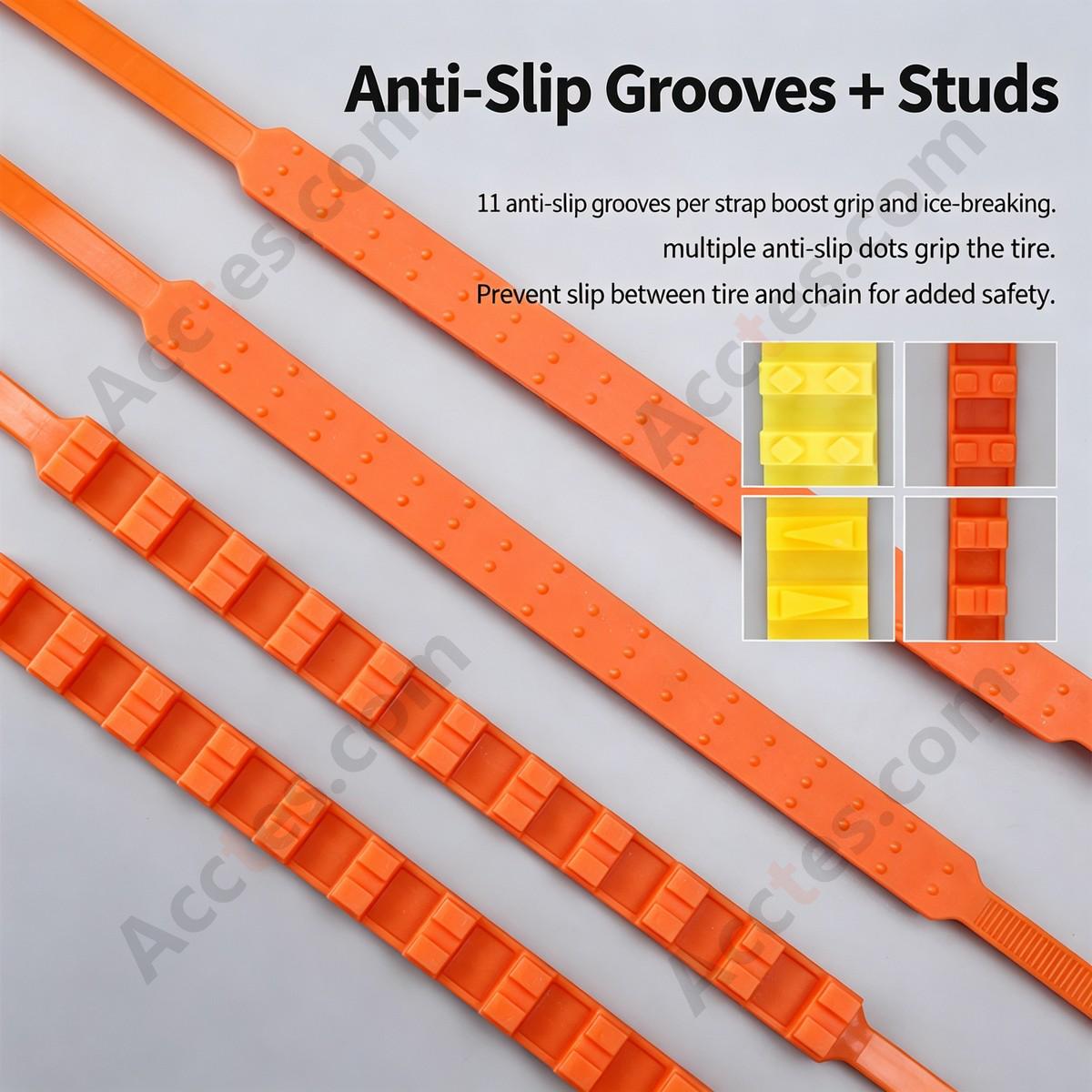 Cold Resistant Nylon Car Anti Slip Tire Strap 12x920mm Orange 1 Piece Plain Package