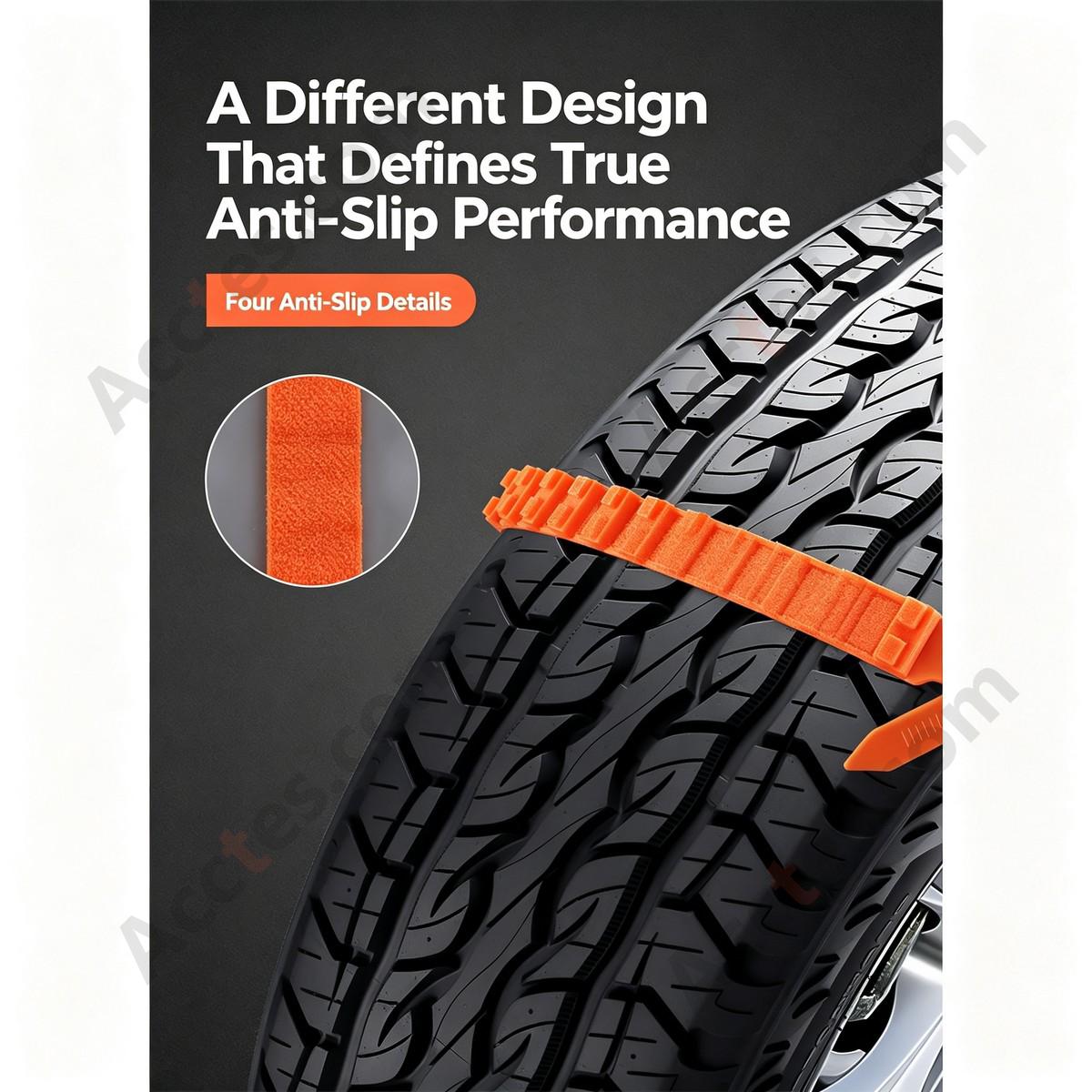 Cold Resistant Nylon Car Anti Slip Tire Strap 12x920mm Orange 10 Pieces Plain Package