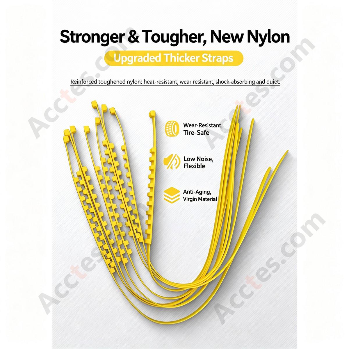 Cold Resistant Nylon Car Anti Slip Tire Strap 15x930mm Yellow 1 Piece Plain Package