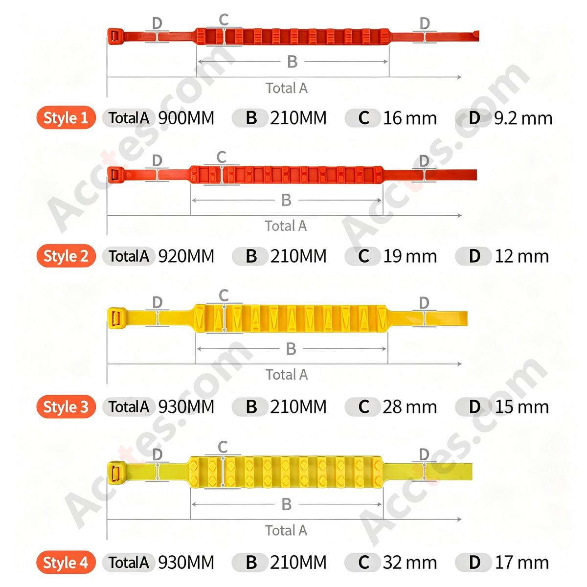 Cold Resistant Nylon Car Anti Slip Tire Strap 15x930mm Yellow 1 Piece Plain Package