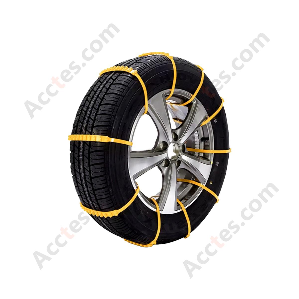 Cold Resistant Nylon Car Anti Slip Tire Strap 17x930mm Yellow 10 Pieces Plain Package