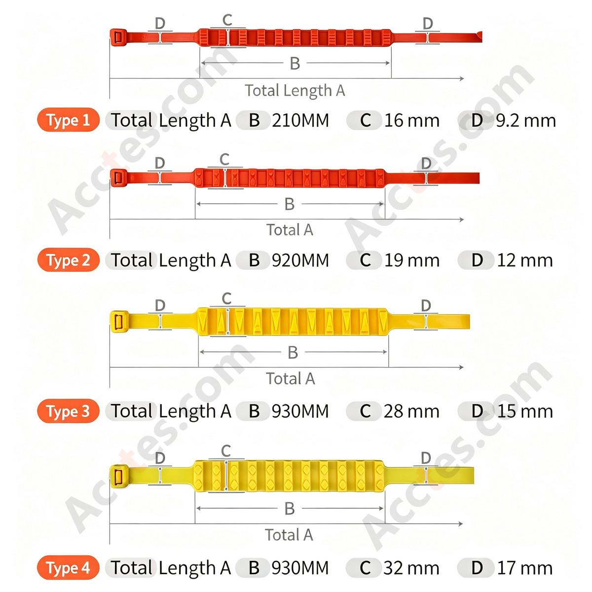 Cold Resistant Nylon Car Anti Slip Tire Strap 17x930mm Yellow 10 Pieces Plain Package