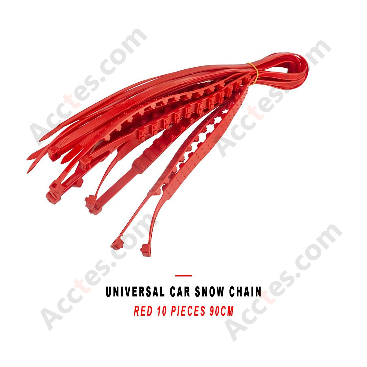 Universal Red Car Snow Chain For Sedan SUV 10 Pieces 90cm