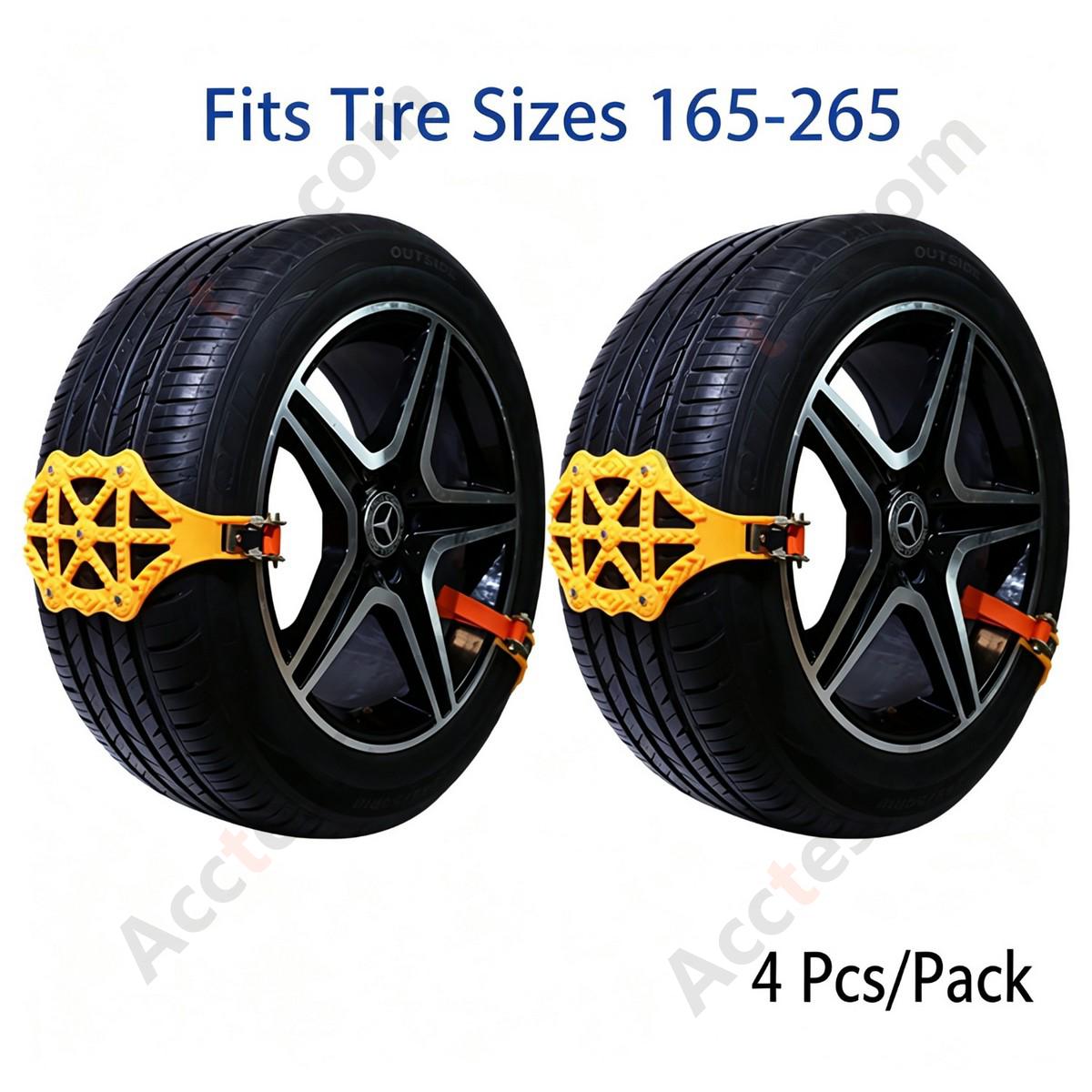 Universal SUV TPU Snow Tire Chain 4 Pieces with 5 Studs Emergency Snow Chain