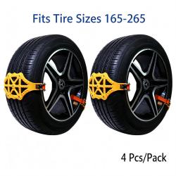 Universal SUV TPU Snow Tire Chain 4 Pieces with 5 Studs Emergency Snow Chain