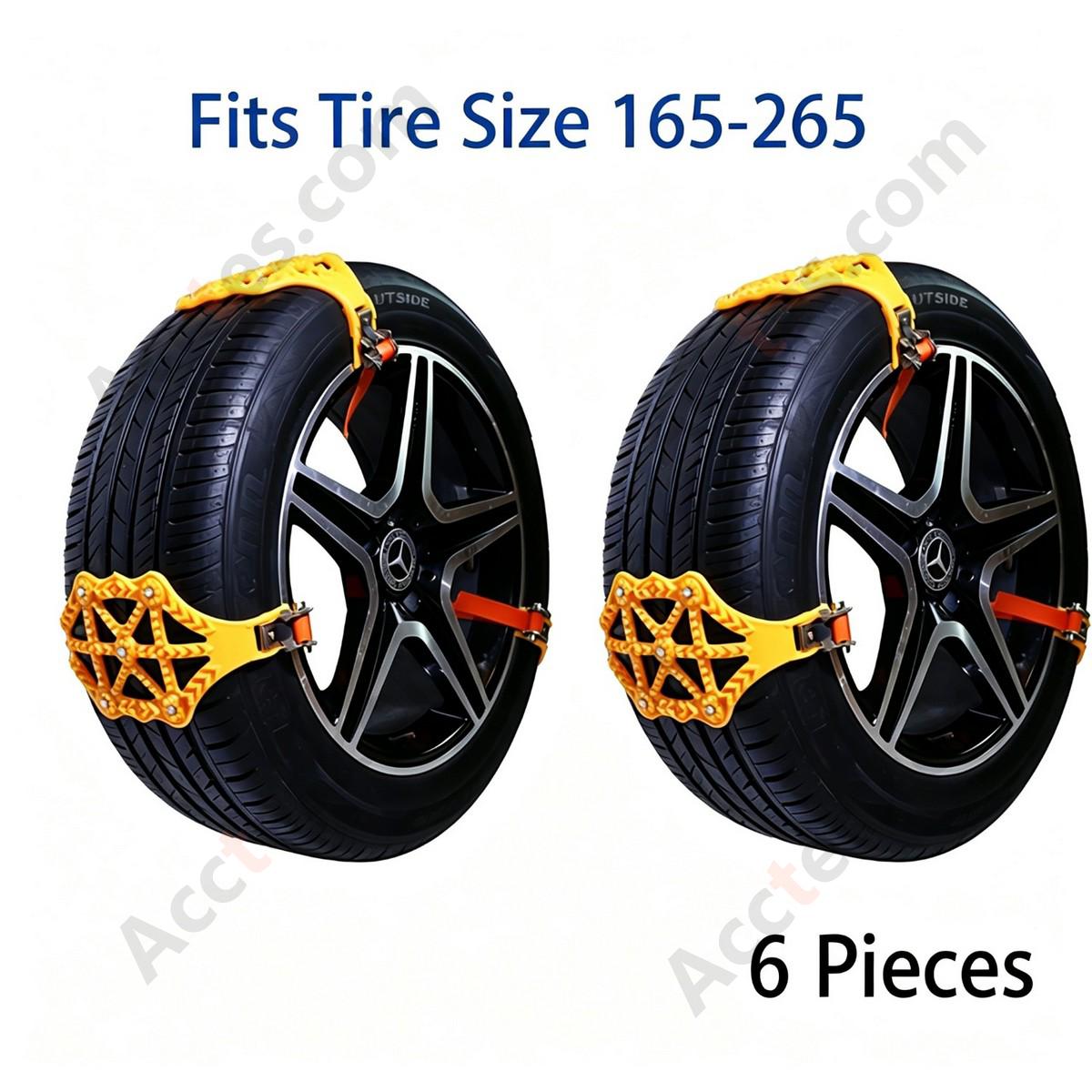 Universal SUV TPU Snow Tire Chain 6 Pieces with 5 Studs Emergency Snow Chain