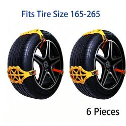 Universal SUV TPU Snow Tire Chain 6 Pieces with 5 Studs Emergency Snow Chain