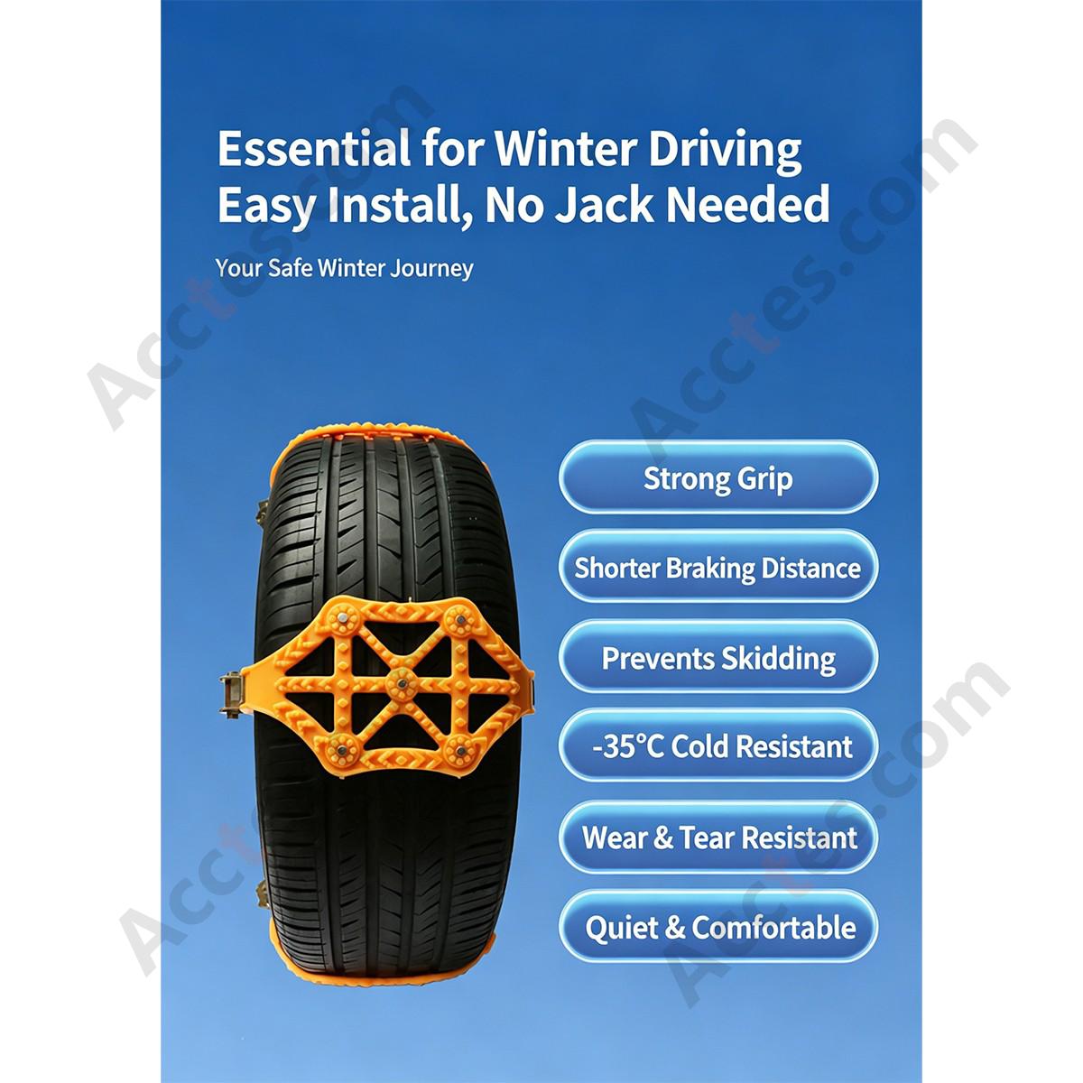 Universal SUV TPU Snow Tire Chain 6 Pieces with 5 Studs Emergency Snow Chain