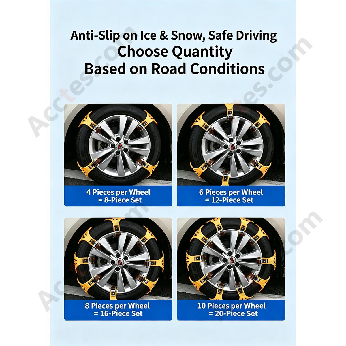 Universal SUV TPU Snow Tire Chain 10 Pieces with 5 Studs Emergency Snow Chain
