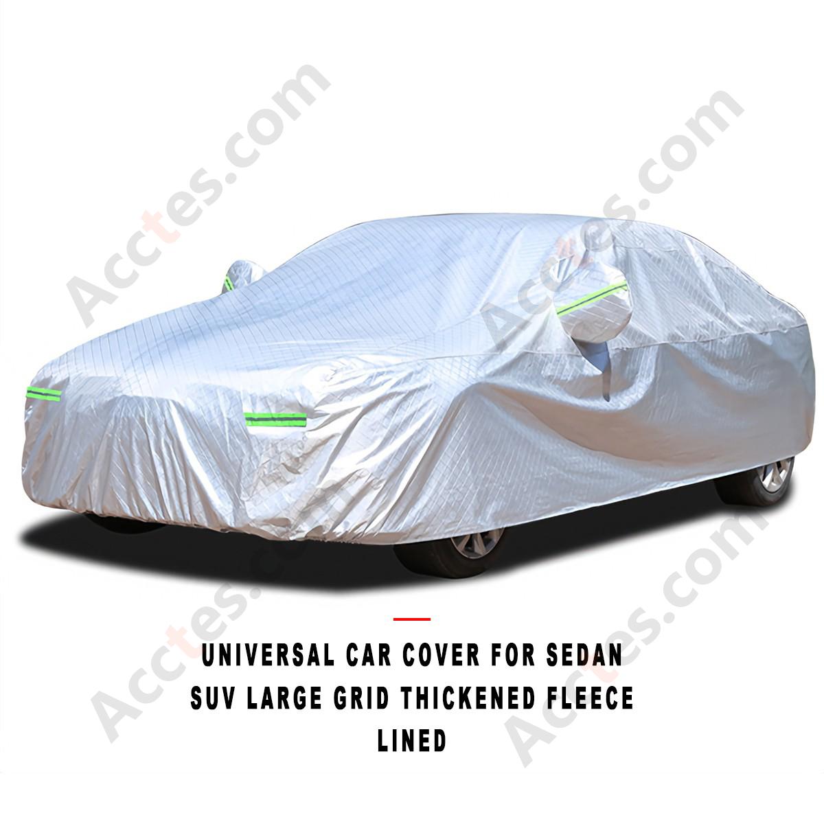 Universal Full Car Cover for Sedan SUV Large Grid Thickened Fleece Lined