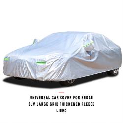 Universal Full Car Cover for Sedan SUV Large Grid Thickened Fleece Lined