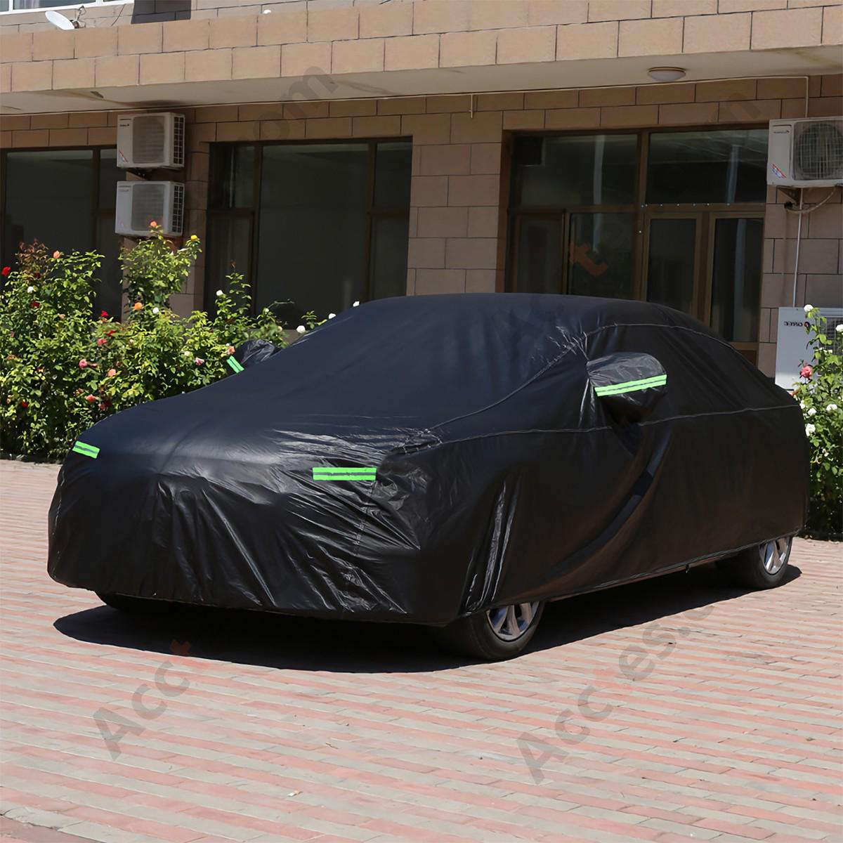 Universal Full Car Cover for Sedan SUV Black Thickened Fleece Lined