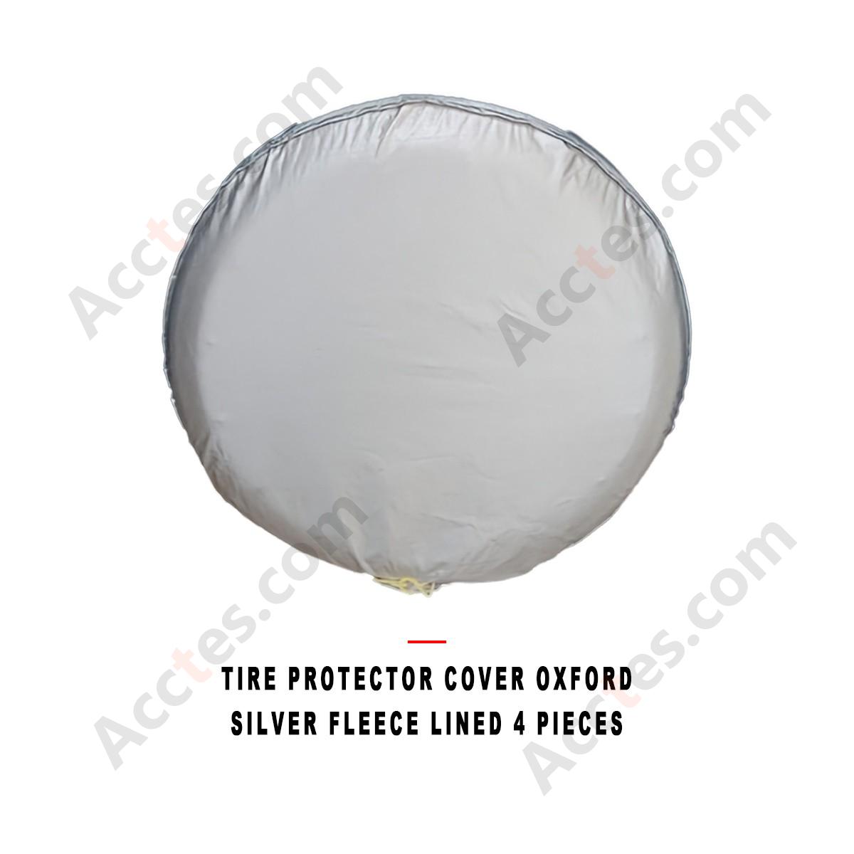 Car Tire Protector Cover Fleece Lined Thickened Oxford Silver 4 Pieces