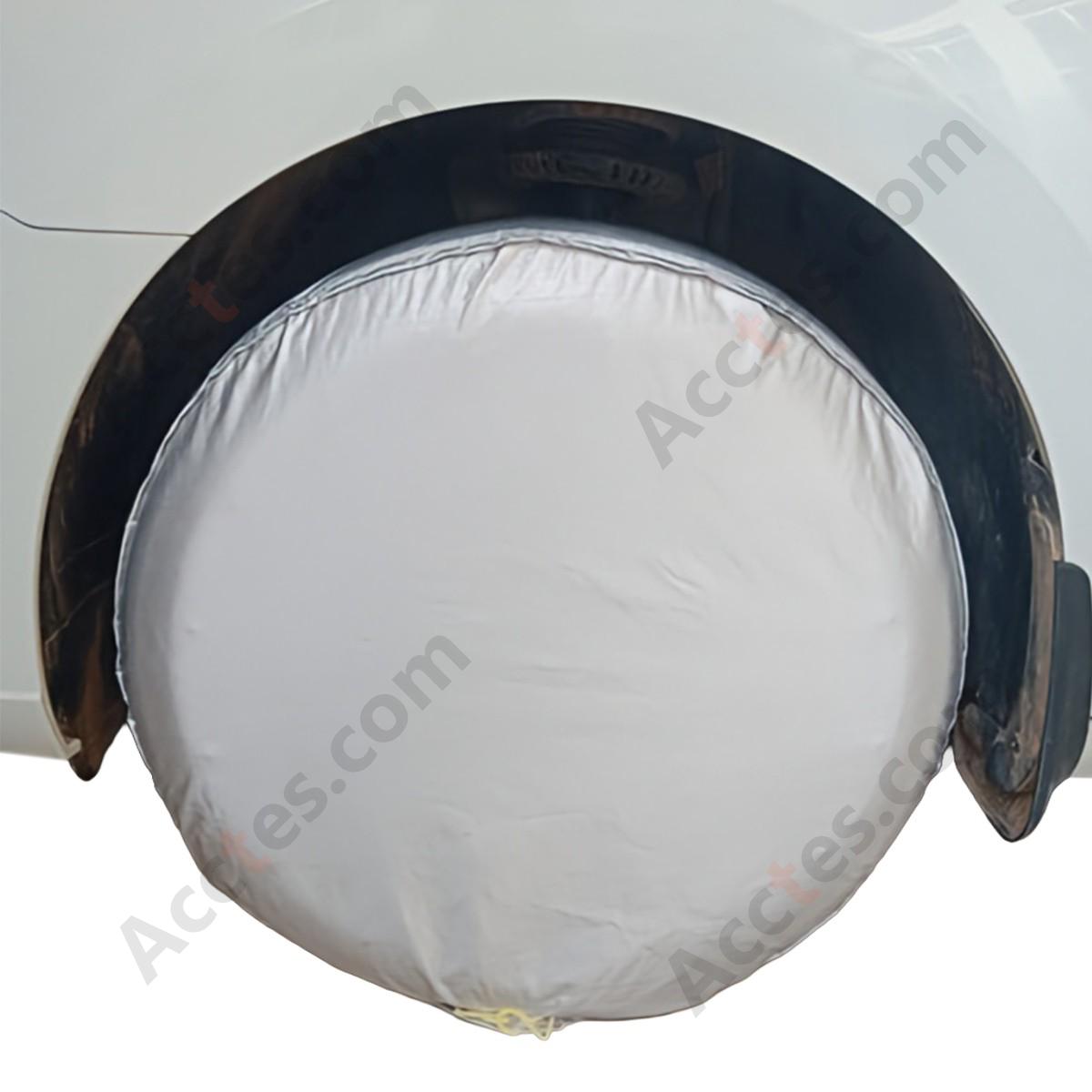 Car Tire Protector Cover Fleece Lined Thickened Oxford Silver 4 Pieces