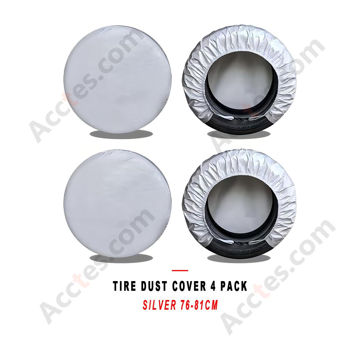 Car Tire Sun Protection Dust Cover 4 Pack Silver Diameter 76-81cm Width 34cm