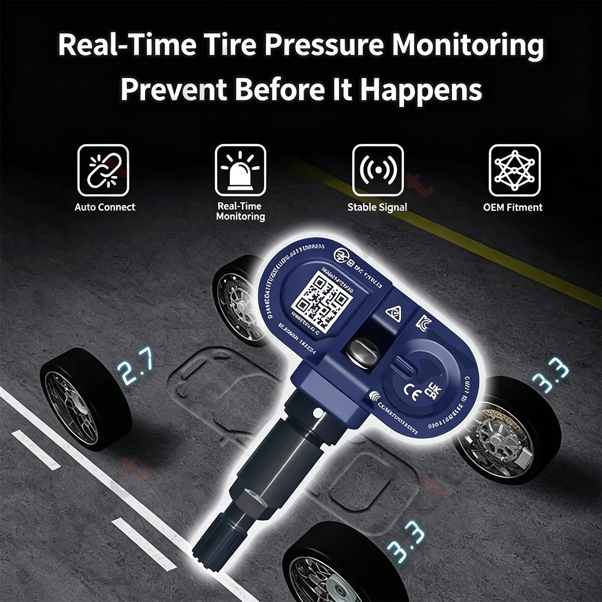 Bluetooth Tire Pressure Monitoring Sensor For Tesla All Models 4 Pieces