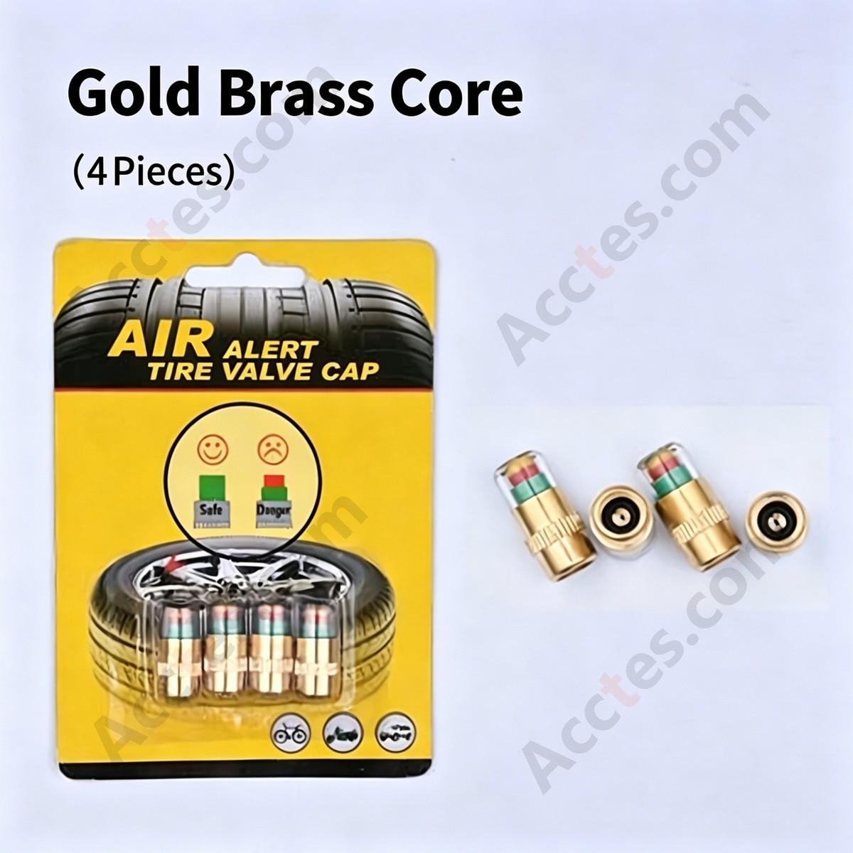 Universal 3 Color TPMS Indicator Valve Stem Caps Brass Steel Core 4 Pcs Set