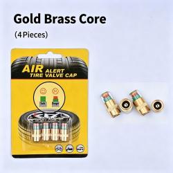 Universal 3 Color TPMS Indicator Valve Stem Caps Brass Steel Core 4 Pcs Set