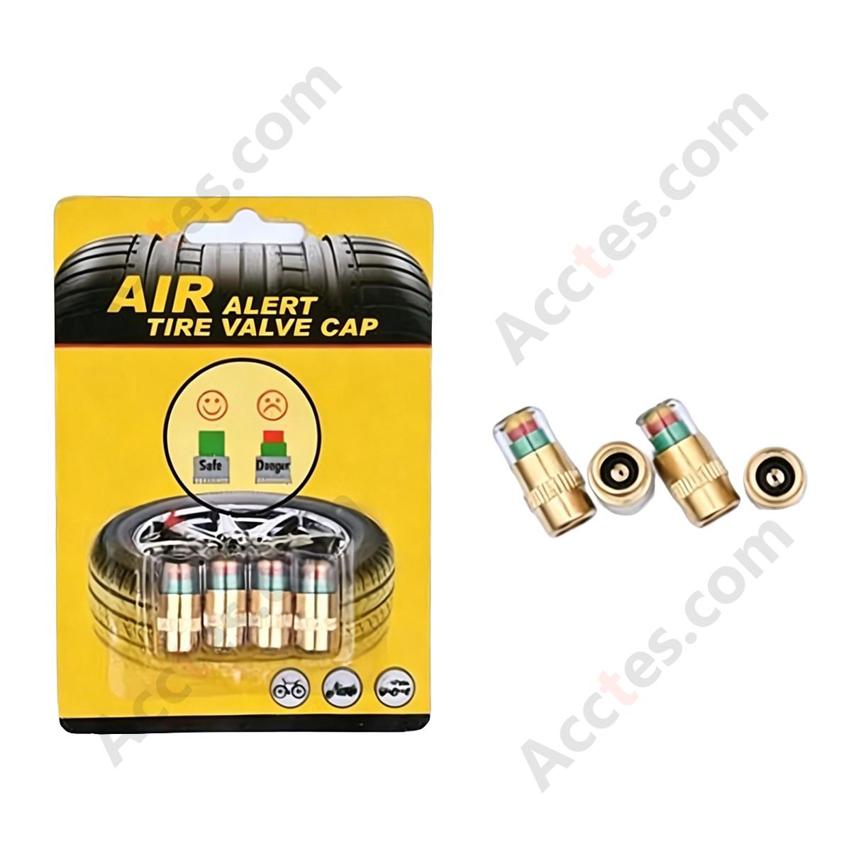 Universal 3 Color TPMS Indicator Valve Stem Caps Brass Steel Core 4 Pcs Set