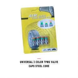 Universal 3 Color TPMS Indicator Valve Stem Caps Steel Core 4 Pcs Set