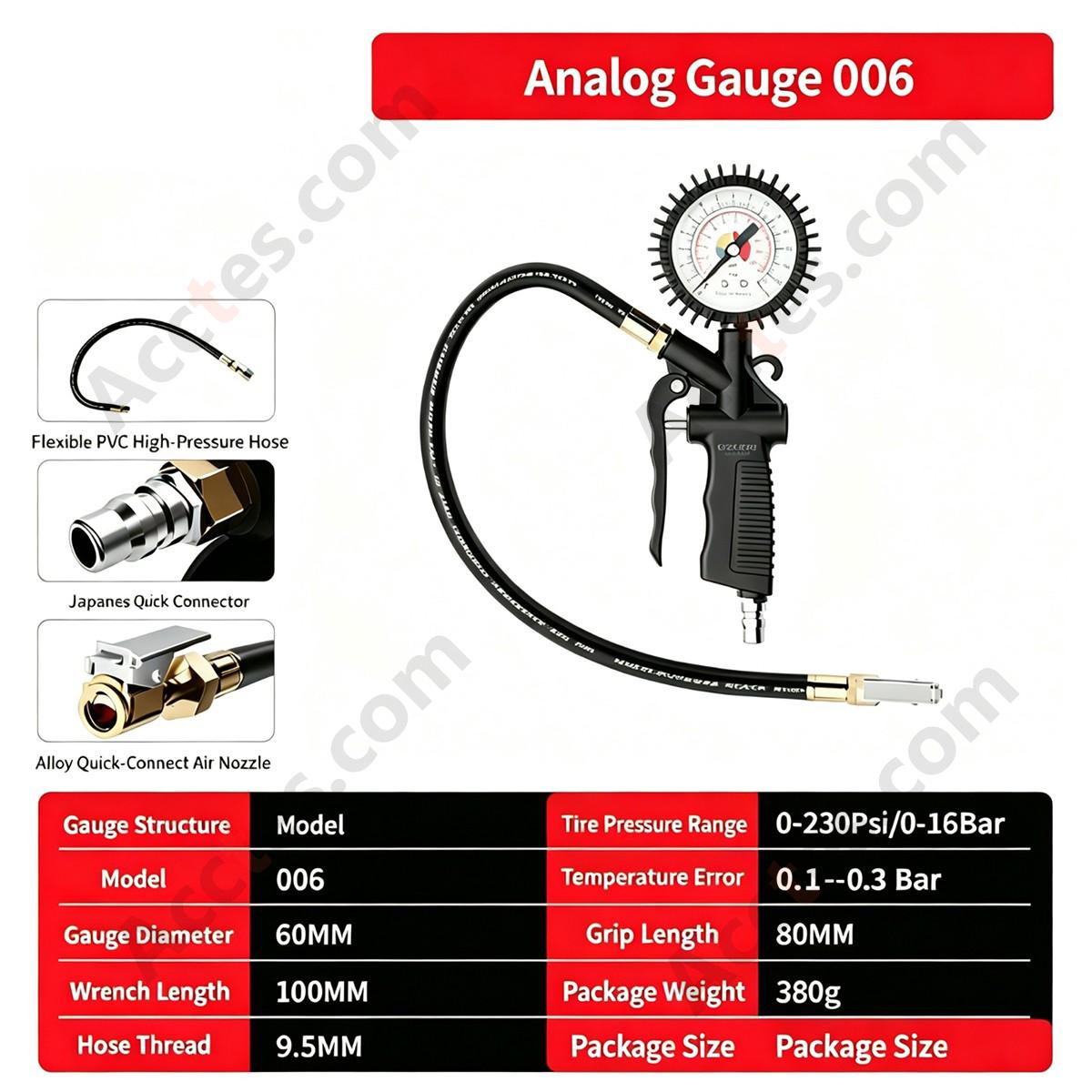 Mechanical Pointer Tire Pressure Gauge 0-16Bar Car Inflator Tool