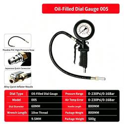Oil Filled Mechanical Pointer Tire Pressure Gauge 0-16Bar Car Inflator Tool