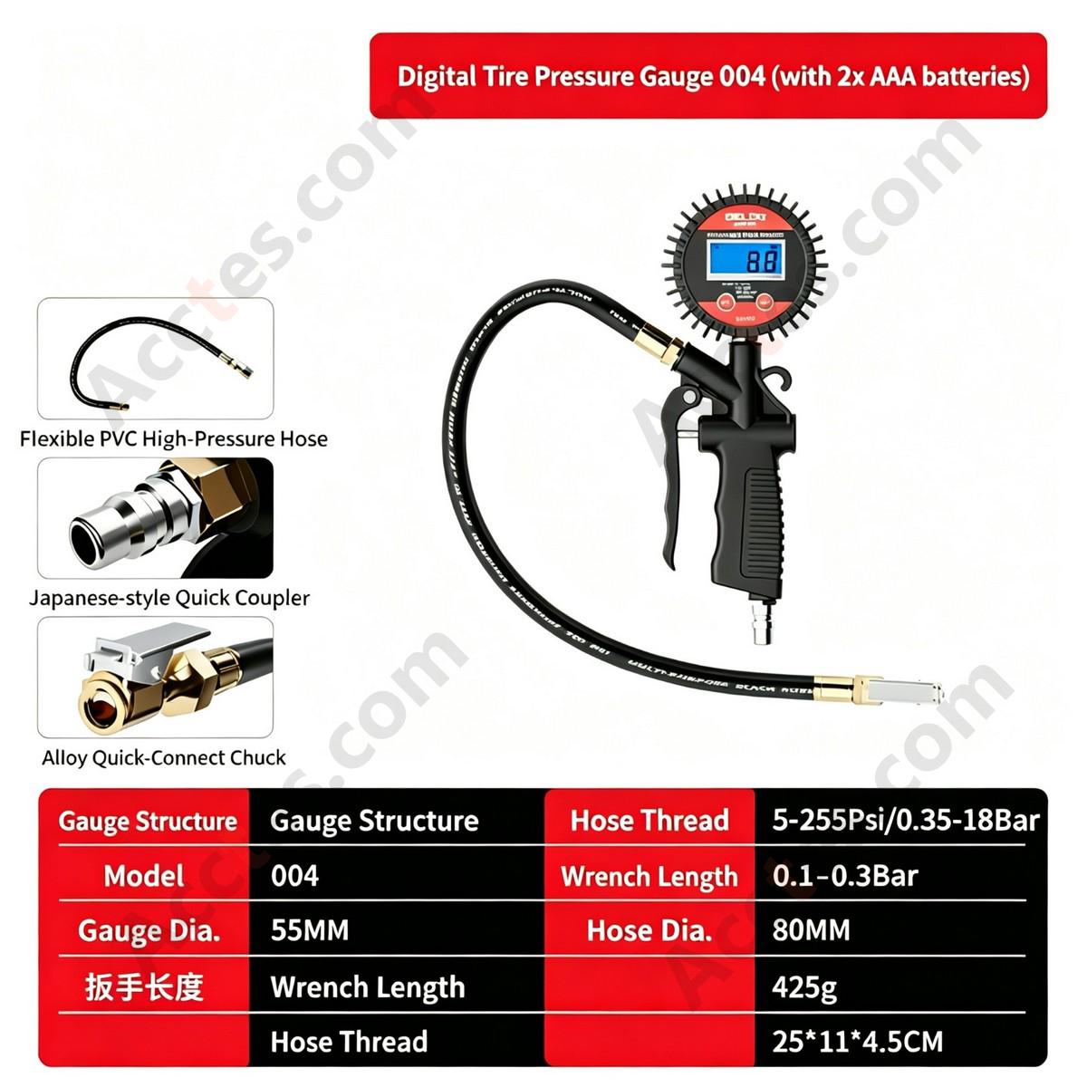 Digital Display Car Tire Pressure Gauge 0.35-18Bar Standard Model