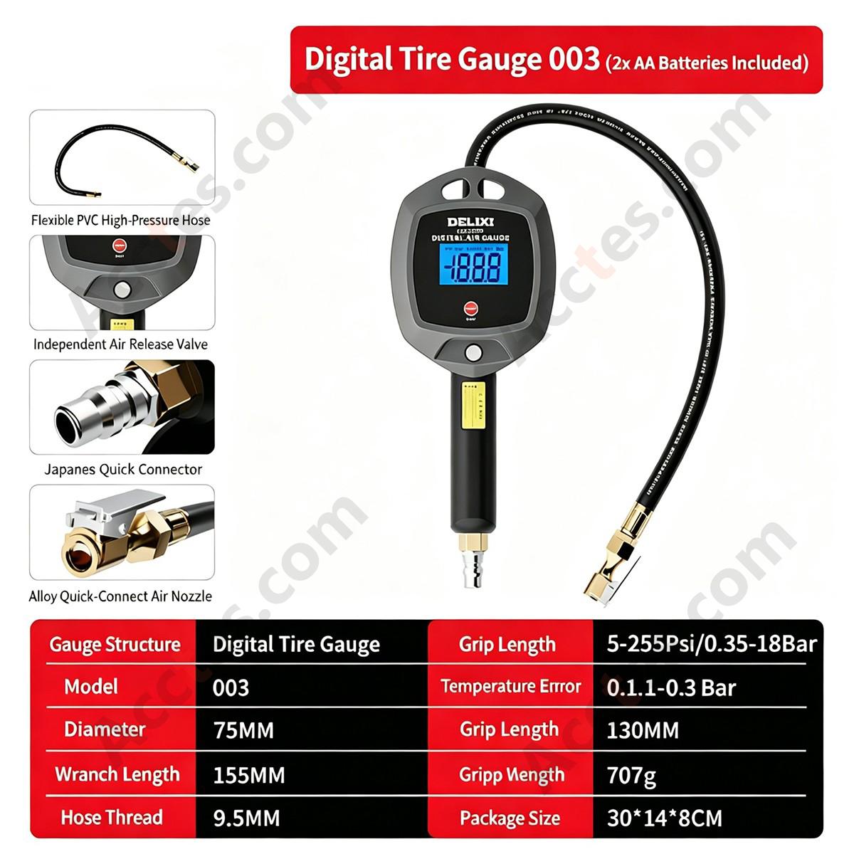Digital Display Car Tire Pressure Gauge 0.35-18Bar Upgraded Model