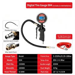 Digital Display Car Tire Pressure Gauge Standard Model With 9 Meter Air Hose
