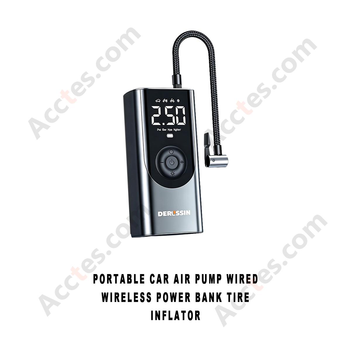 Portable Car Air Pump Wired Wireless Power Bank Tire Inflator Electric Air Compressor