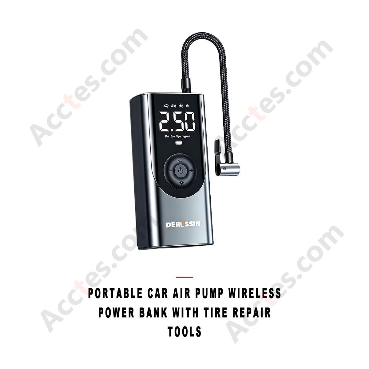 Portable Car Air Pump Wireless Power Bank Tire Inflator with Tire Repair Kit