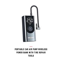 Portable Car Air Pump Wireless Power Bank Tire Inflator with Tire Repair Kit