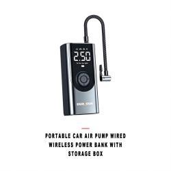 Portable Car Air Pump Wired Wireless Power Bank Tire Inflator with Storage Box