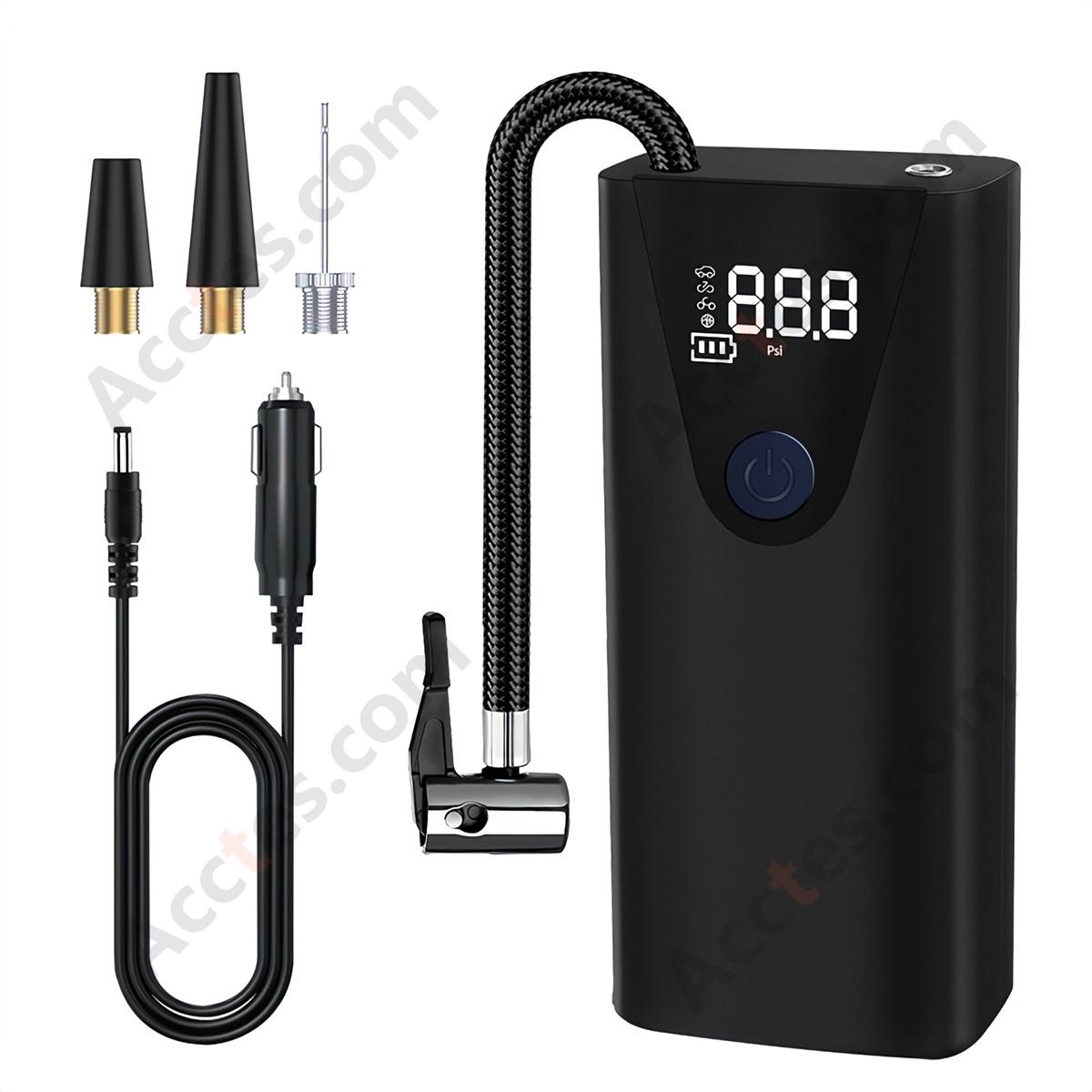 Car Tire Inflator Digital Display Wired High Power Portable Air Pump Black